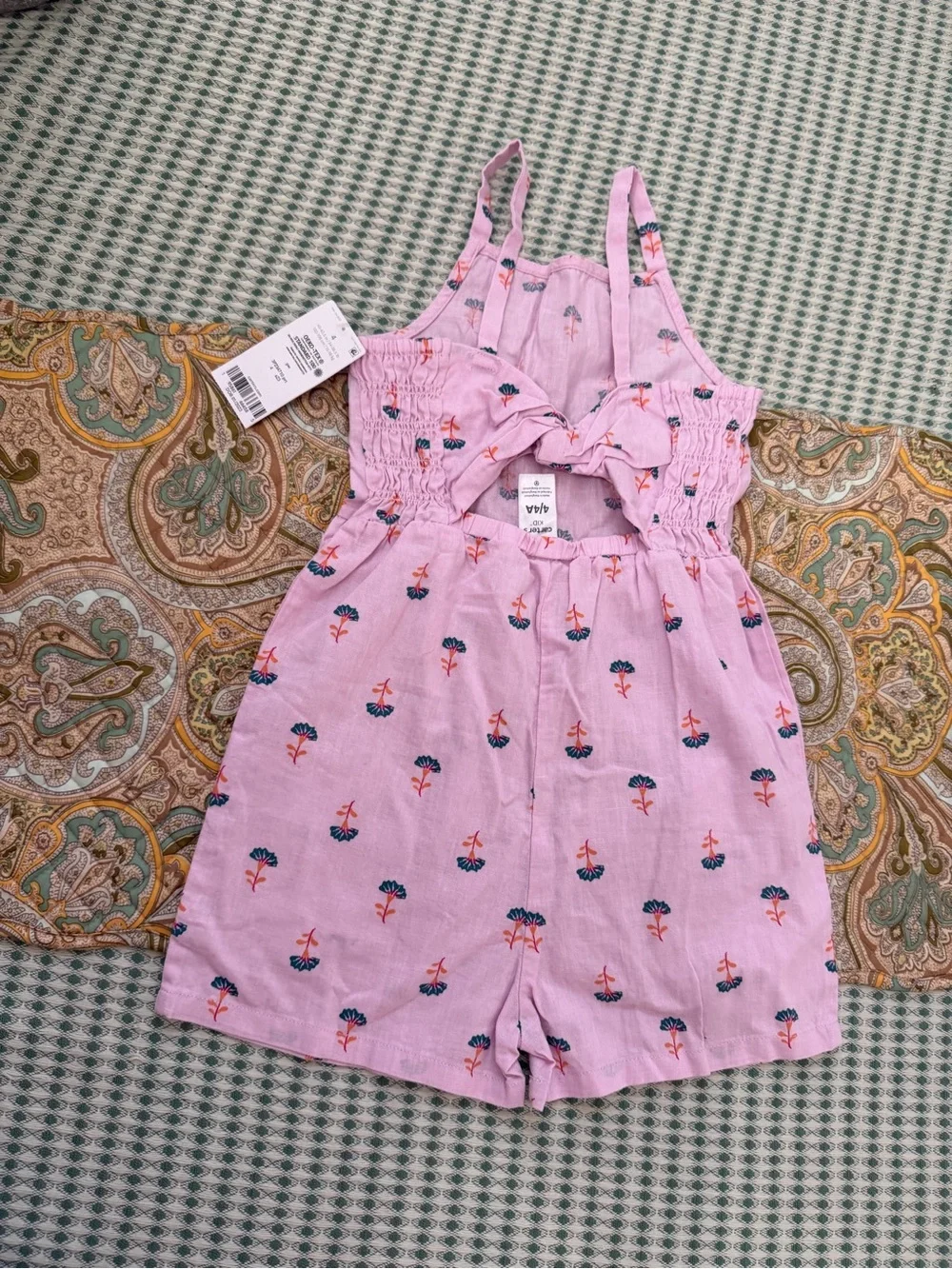 New Carter’s Toddler Girl Romper 4T Boho Pink Floral New with tags